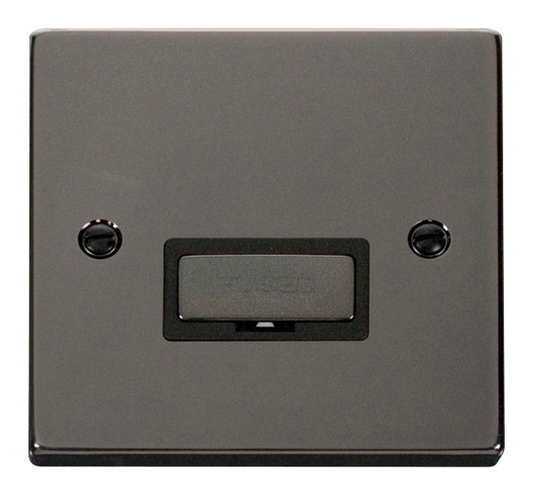 Click Deco Black Nickel 1G 13A Unswitched Fused Connection Unit Black Insert