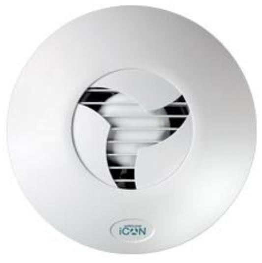 Airflow iCON15 Low Energy Standard Axial 100mm 4" Recessed Wall/Ceiling Mounting Circular Bathroom or Toilet Extractor Fan W