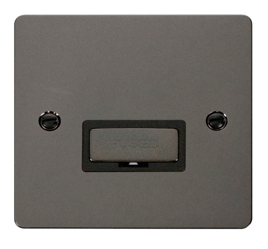 Click Define Black Nickel 1G 13A Unswitched Fused Connection Unit Black Insert