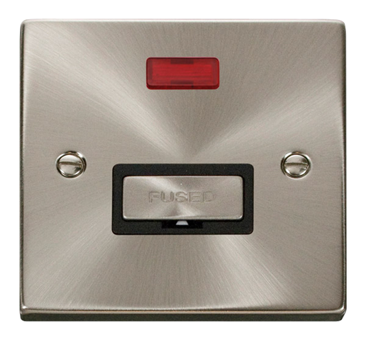 Click Deco Satin Chrome 1G 13A Unswitched Fused Connection Unit & Neon Black Insert