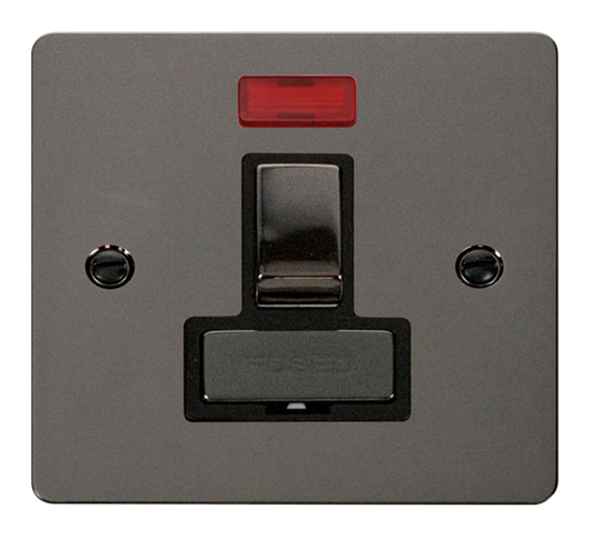 Click Define Black Nickel 1G 13A Switched Fused Connection Unit & Neon Black Insert