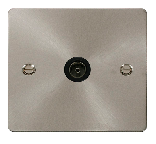 Click Define Brushed Stainless 1G TV Coaxial Outlet Black Insert