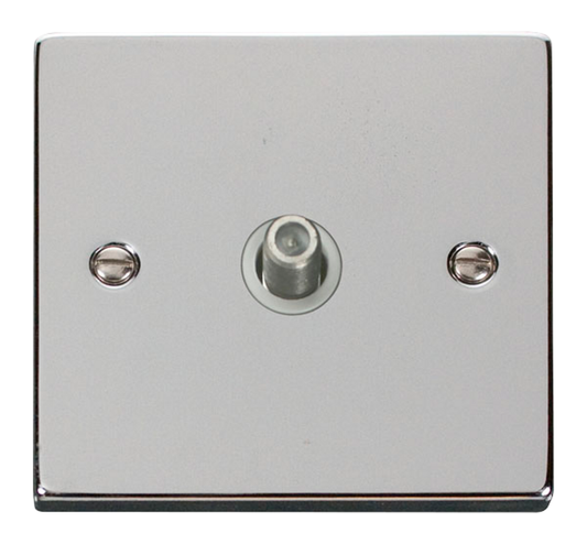 Click Deco Polished Chrome 1G F Satellite Outlet Plate White Insert