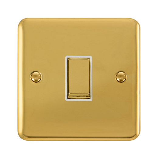 Click Deco Plus Polished Brass 1G Intermediate Light Switch White Insert