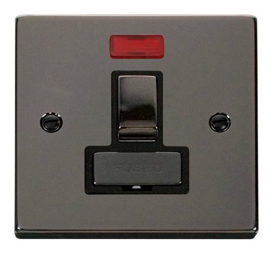 Click Deco Black Nickel 1G 13A Switched Fused Connection Unit & Neon Black Insert