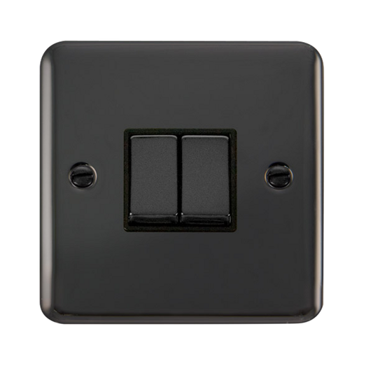 Click Deco Plus Black Nickel 2G 2W Double Light Switch Black Insert