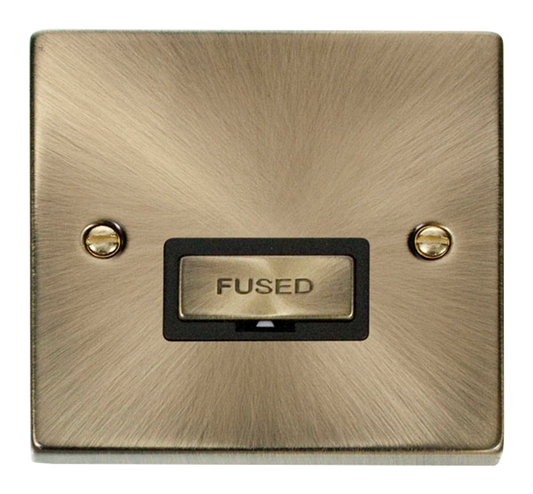 Click Deco Antique Brass 1G 13A Unswitched Fused Connection Unit Black Insert
