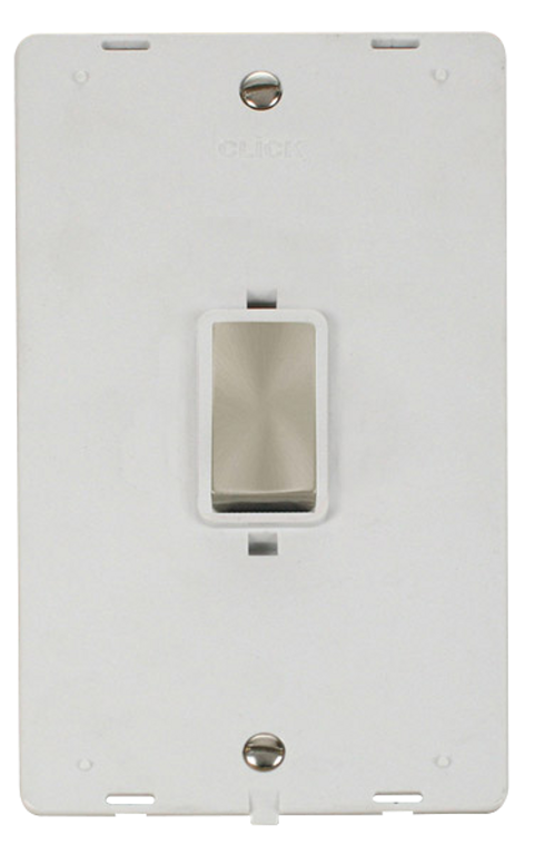 Click Definity Screwless Brushed Stainless 2G 45A DP Vertical Switch White Insert
