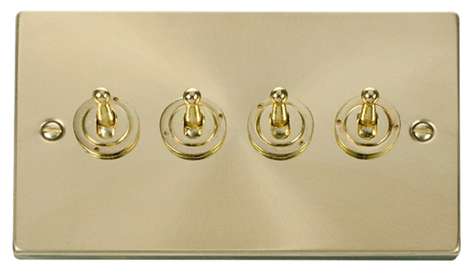 Click Deco Satin Brass 4G 2W Quadruple Dolly Light Switch