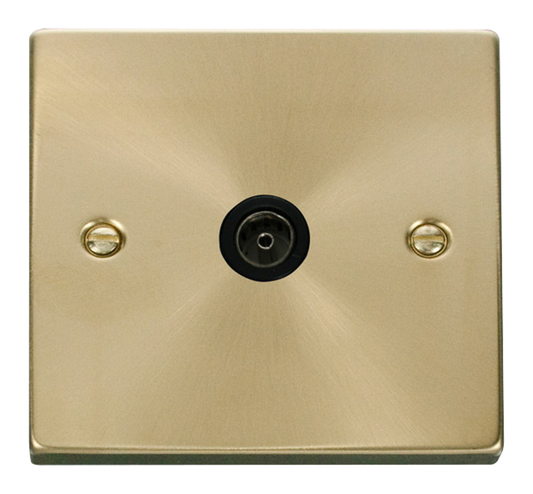Click Deco Satin Brass 1G TV Coaxial Outlet Black Insert