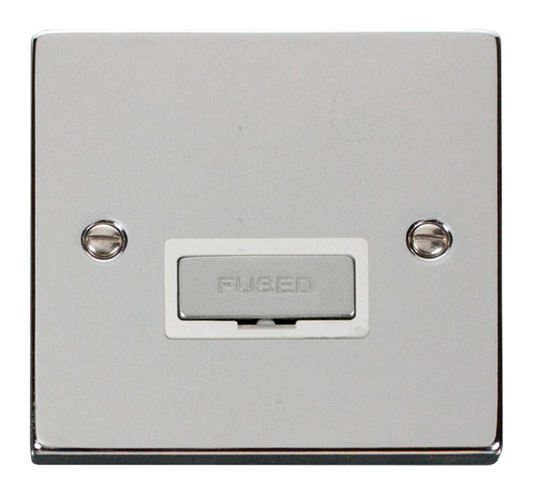 Click Deco Polished Chrome 1G 13A Unswitched Fused Connection Unit White Insert