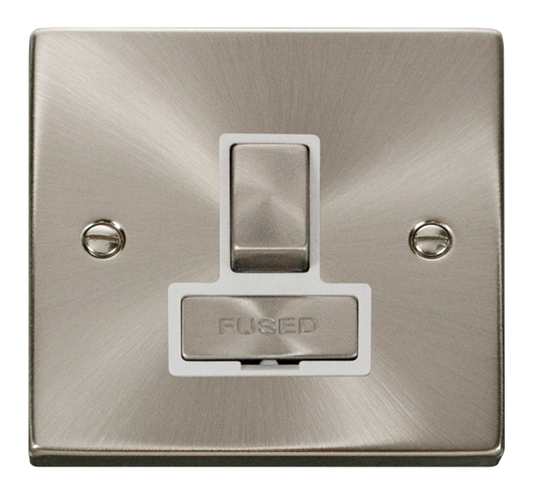Click Deco Satin Chrome 1G 13A Switched Fused Connection Unit White Insert