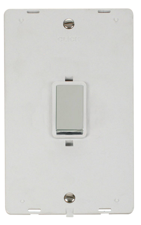 Click Definity Screwless Polished Chrome 2G 45A DP Vertical Switch White Insert