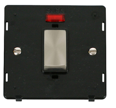 Click Definity Screwless Brushed Stainless 1G 45A DP Switch & Neon Black Insert