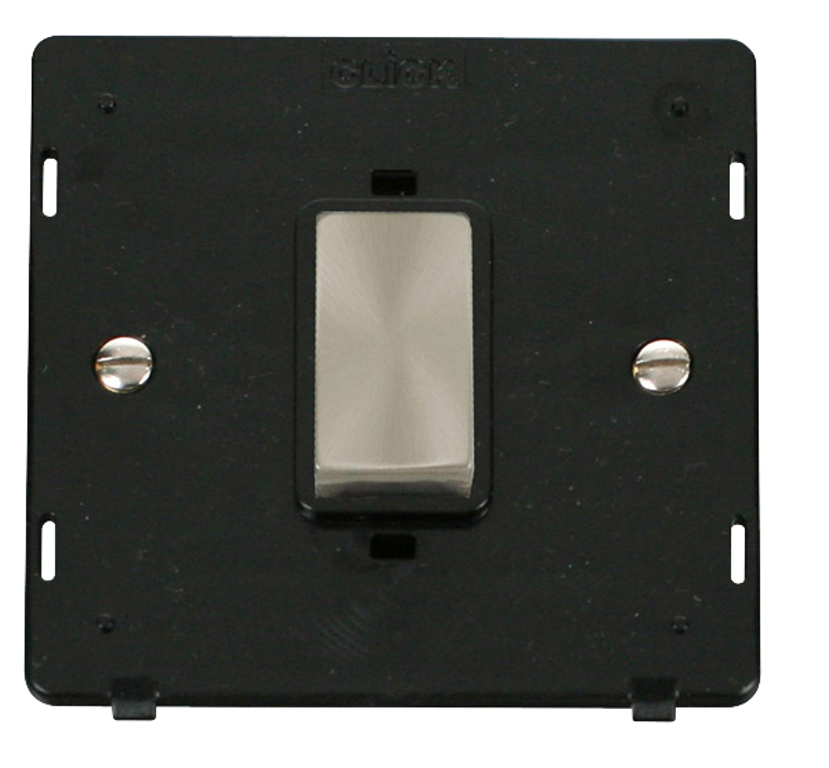 Click Definity Screwless Brushed Stainless 1G 45A DP Switch Black Insert
