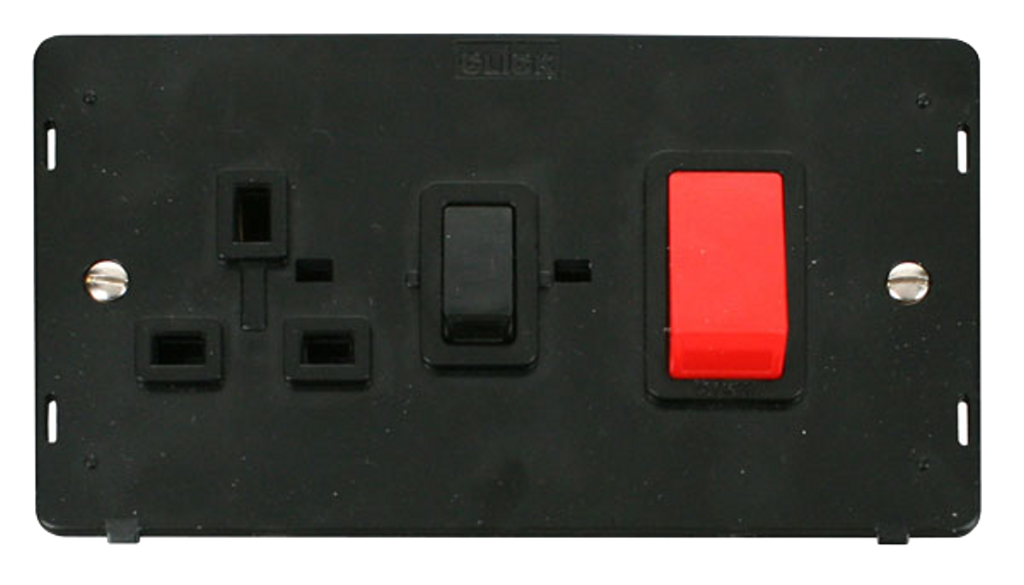 Click Definity Screwless Black 2G 45A DP Cooker Control Unit Black Insert