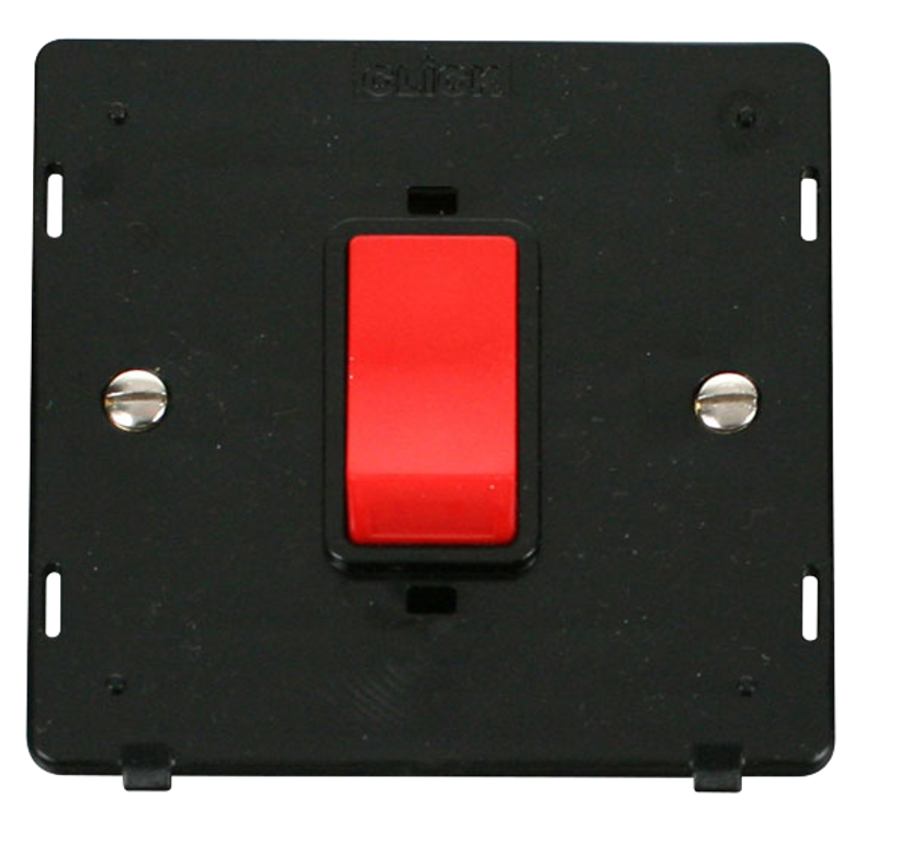 Click Definity Screwless Black 1G 45A DP Switch Black Insert