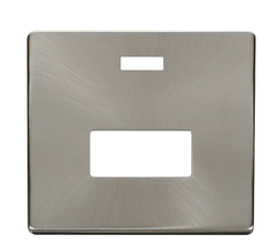 Click Definity Screwless Brushed Stainless 1G 13A Unswitched Fused Connection Unit & Neon Black Insert