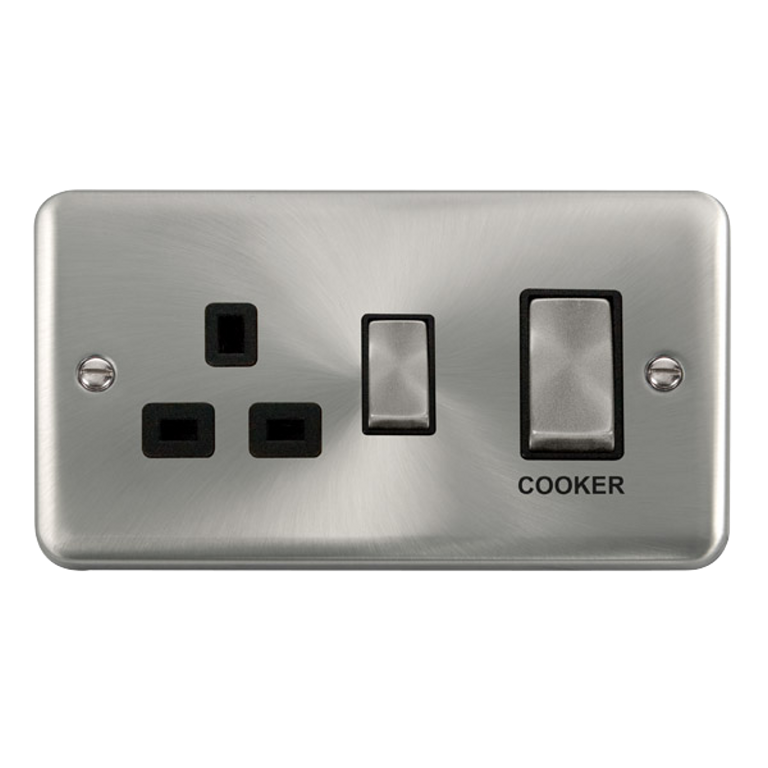 Click Deco Plus Satin Chrome 2G 45A DP Cooker Control Unit Black Insert