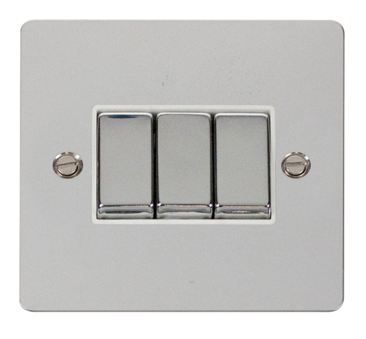 Click Define Polished Chrome 3G 2W Triple Light Switch White Insert