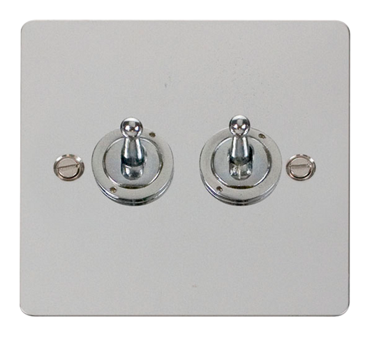 Click Define Polished Chrome 2G 2W Double Dolly Light Switch