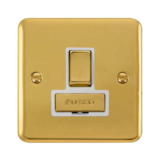 Click Deco Plus Polished Brass 1G 13A Switched Fused Connection Unit White Insert