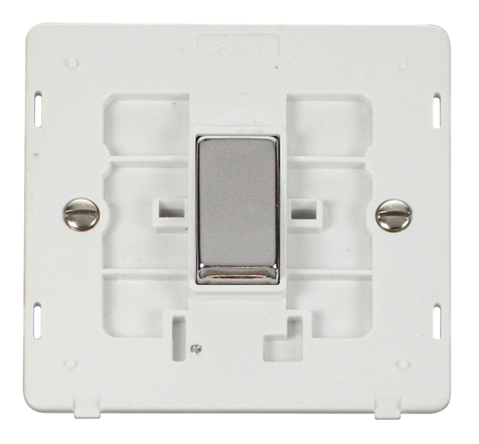 Click Definity Screwless Polished Chrome 1G Intermediate Light Switch White Insert