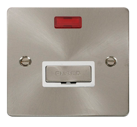 Click Define Brushed Stainless 1G 13A Unswitched Fused Connection Unit & Neon White Insert