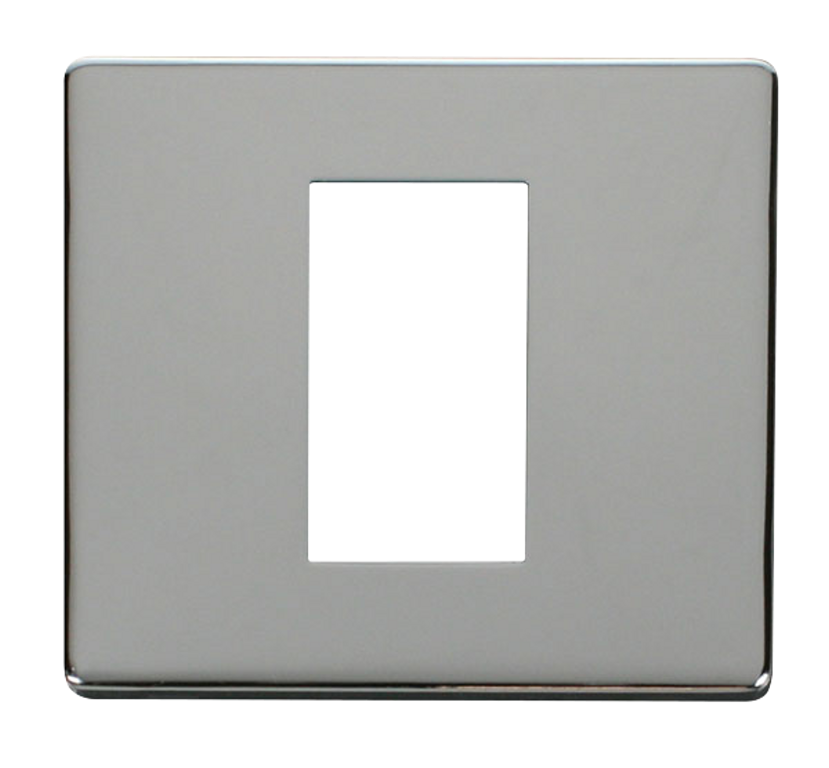 Click Definity Screwless Polished Chrome 1G 1 Module Euro Media Plate