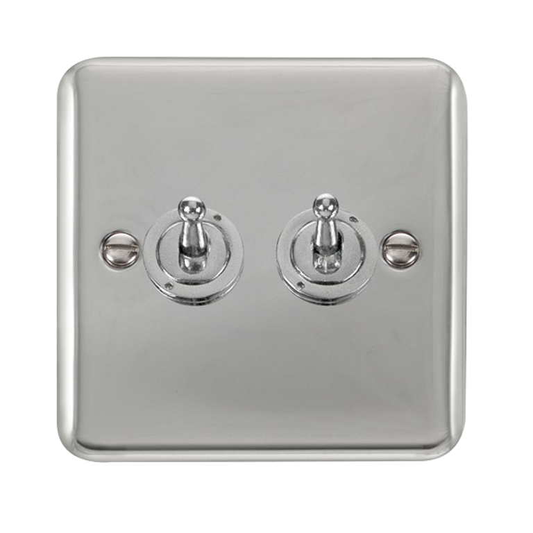 Click Deco Plus Polished Chrome 2G 2W Double Dolly Light Switch
