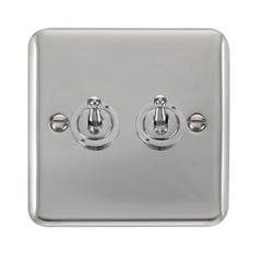 Click Deco Plus Polished Chrome 2G 2W Double Dolly Light Switch