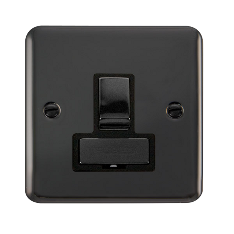 Click Deco Plus Black Nickel 1G 13A Switched Fused Connection Unit Black Insert