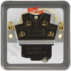 Click Deco Plus Polished Brass 1G 13A Switched Fused Connection Unit & Neon White Insert