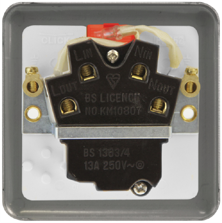Click Deco Plus Black Nickel 1G 13A Switched Fused Connection Unit & Neon Black Insert