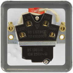 Click Deco Plus Polished Brass 1G 13A Switched Fused Connection Unit & Neon Black Insert