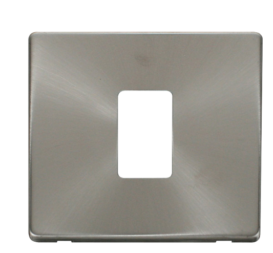 Click Definity Screwless Brushed Stainless 1G 2W Single Light Switch Black Insert