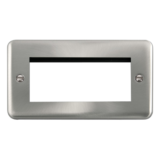 Click Deco Plus Satin Chrome 2G 4 Module Euro Media Plate