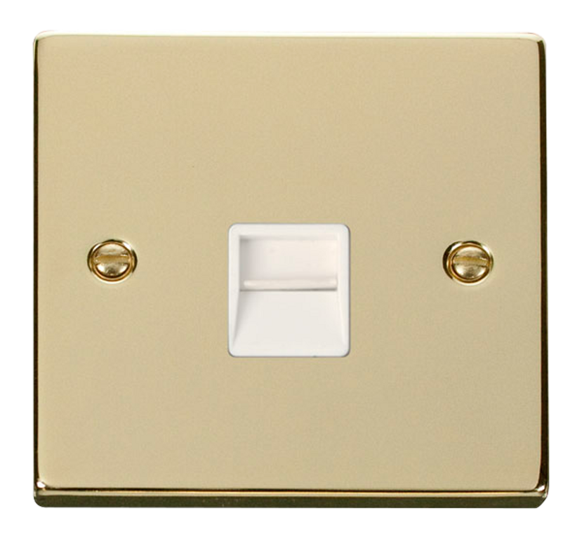 Click Deco Polished Brass 1G Single BT/Telephone Slave Outlet White Insert