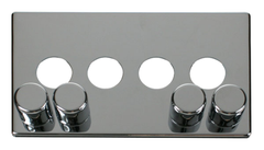 Click Definity Screwless Polished Chrome 4G 2W Quadruple 400W Push On/Off Dimmer