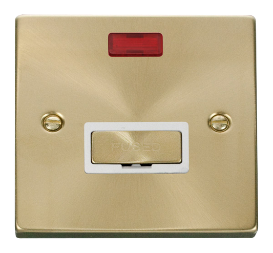 Click Deco Satin Brass 1G 13A Unswitched Fused Connection Unit & Neon White Insert