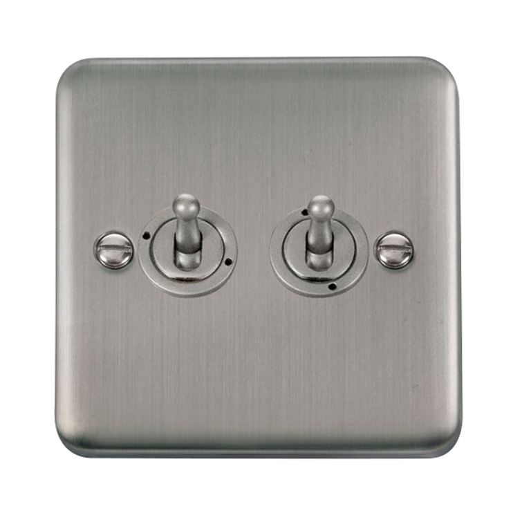 Click Deco Plus Stainless Steel 2G 2W Double Dolly Light Switch