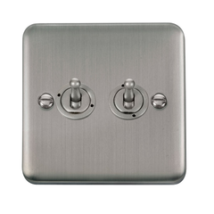 Click Deco Plus Stainless Steel 2G 2W Double Dolly Light Switch
