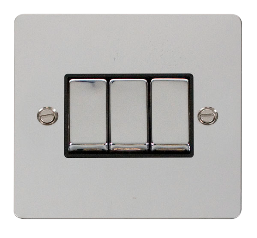 Click Define Polished Chrome 3G 2W Triple Light Switch Black Insert