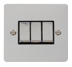 Click Define Polished Chrome 3G 2W Triple Light Switch Black Insert