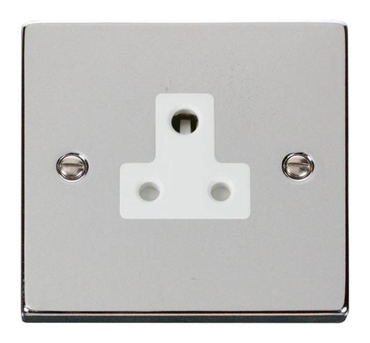 Click Deco Polished Chrome 1G 5A Round Pin Single Socket White Insert