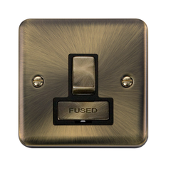Click Deco Plus Antique Brass 1G 13A Switched Fused Connection Unit Black Insert