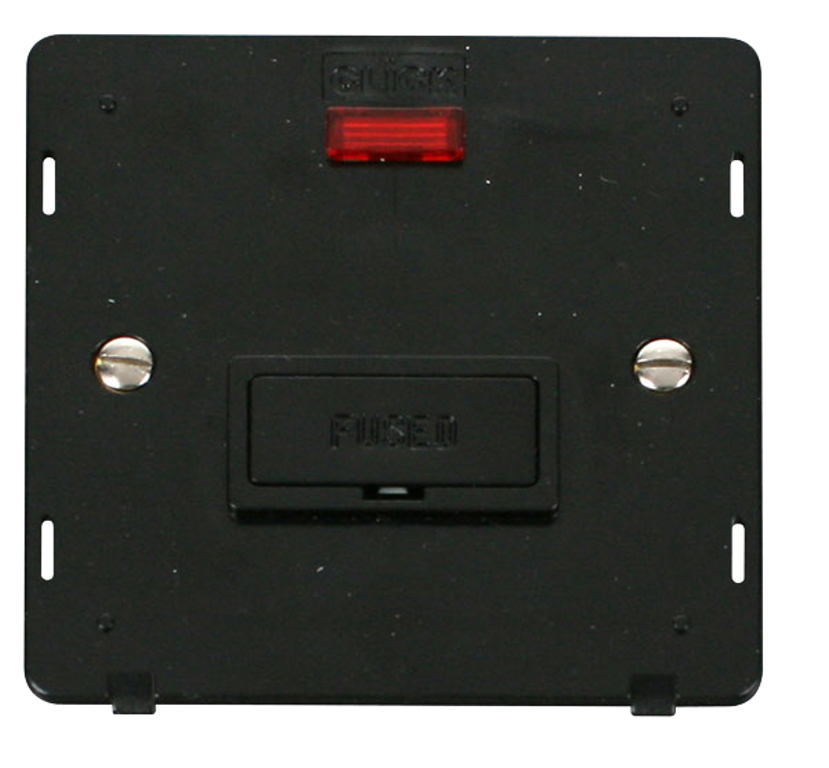 Click Definity Screwless Black 1G 13A Unswitched Fused Connection Unit & Neon Black Insert
