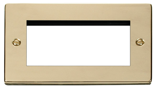Click Deco Polished Brass 2G 4 Module Euro Media Plate