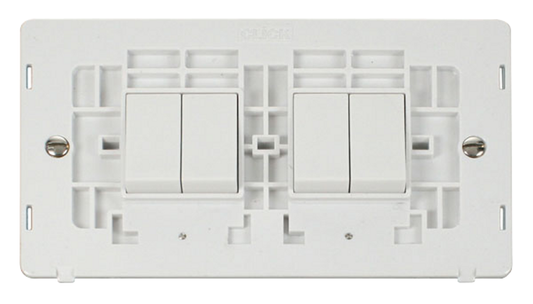 Click Definity Screwless Polar White 4G 2W Quadruple Light Switch White Insert