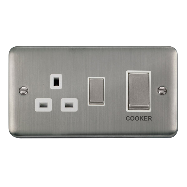 Click Deco Plus Stainless Steel 2G 45A DP Cooker Control Unit White Insert